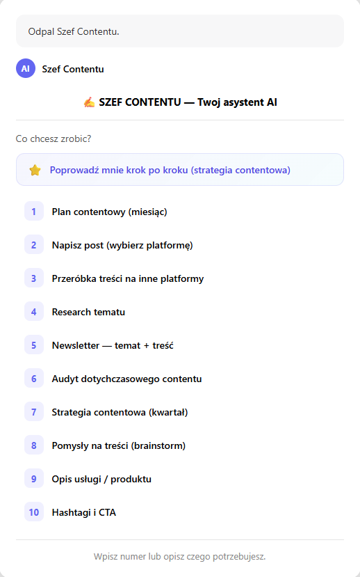 Demo: Szef Contentu w akcji