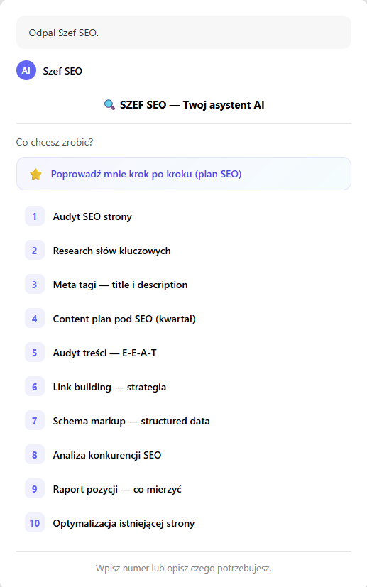 Demo: Szef SEO w akcji