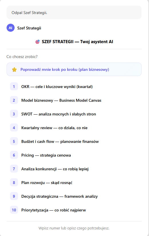 Demo: Szef Strategii w akcji