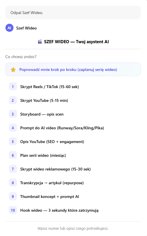 Demo: Szef Wideo w akcji